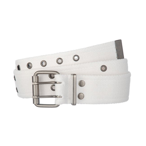 White canvas belt Double pronged buckle